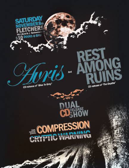 Saturday, November 8th at Fletcher's Baltimore, MD - Rest Among Ruins, Avris, Compression, and Cryptic Warning